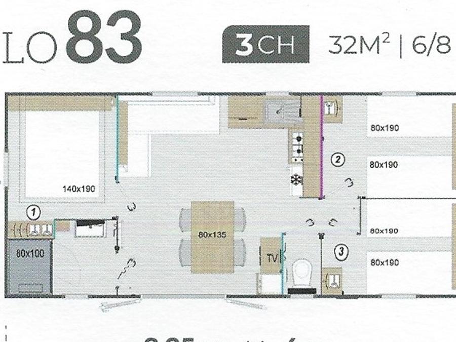 Mobilhome 6 personnes - 3 chambres 1