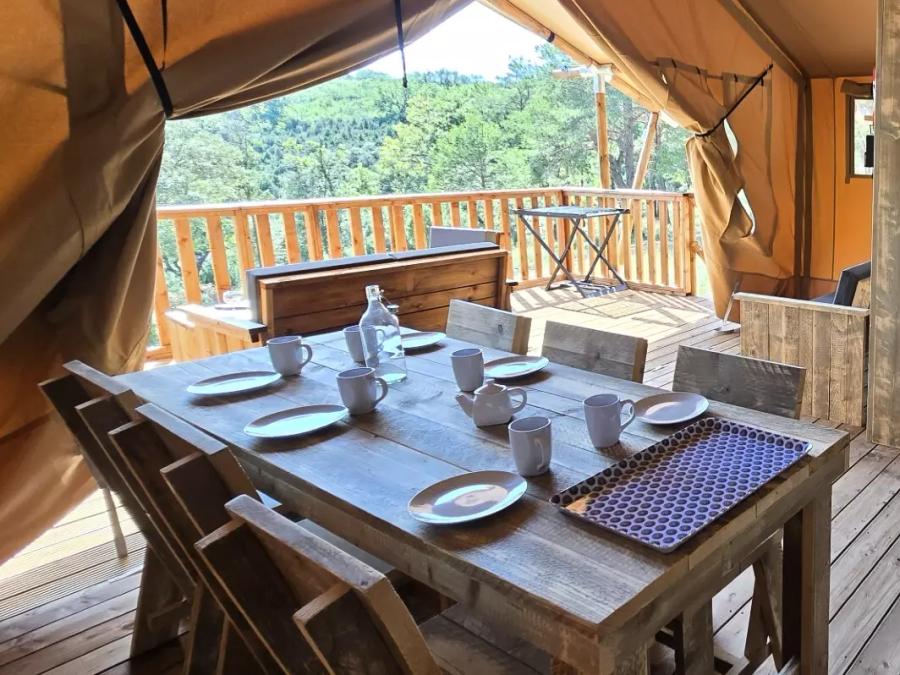 Tente en toile et en bois 5 personnes - Tente Lodge 3 Pièces 1