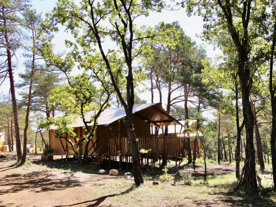 Tente en toile et en bois 5 personnes - Tente Lodge 3 Pièces 5