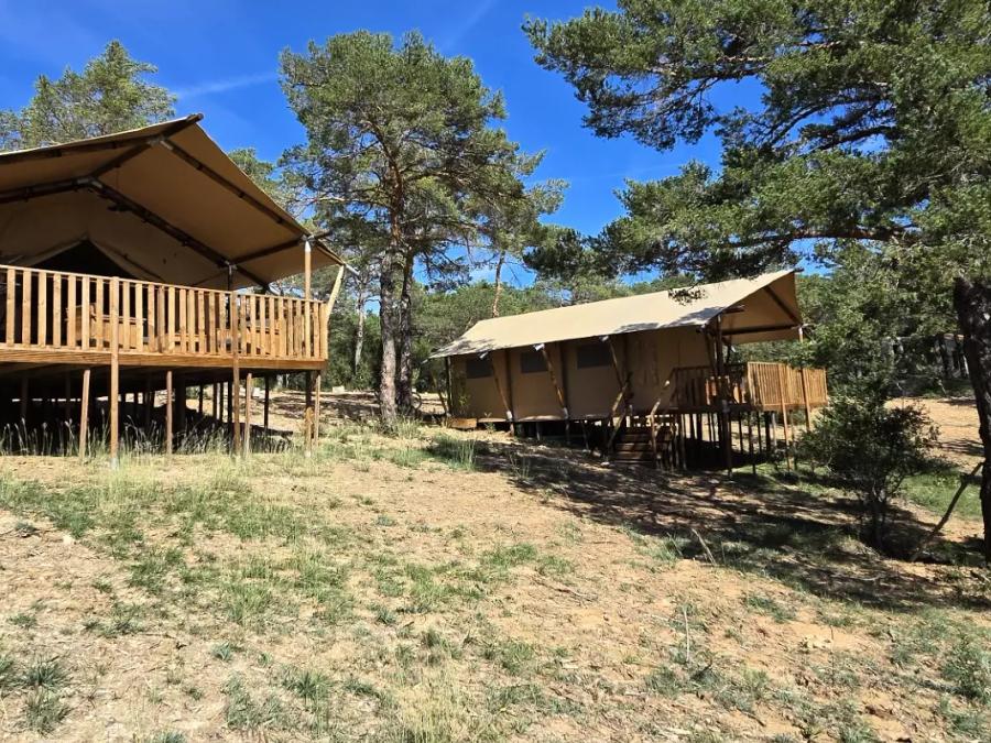 Tente en toile et en bois 5 personnes - Tente Lodge 3 Pièces 0