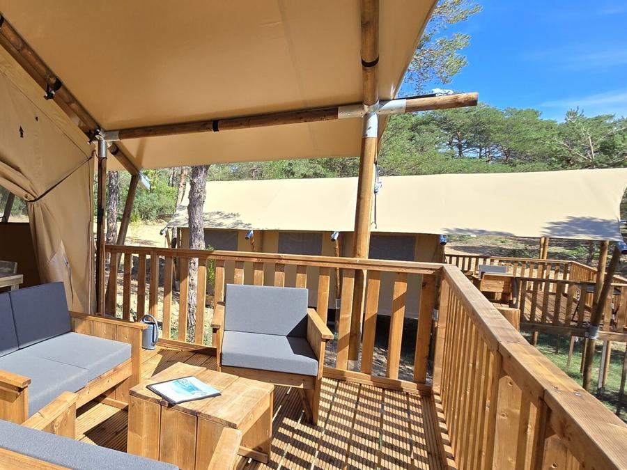Tente en toile et en bois 5 personnes - Tente Lodge - 35 m² - 2 chambres 1
