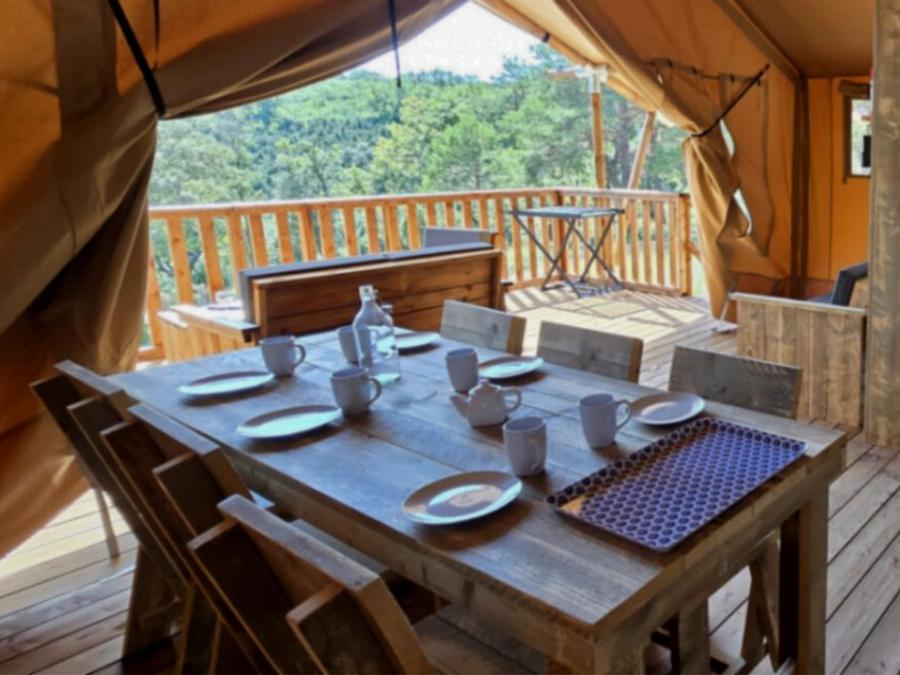 Tente en toile et en bois 5 personnes - Tente Lodge - 35 m² - 2 chambres 2