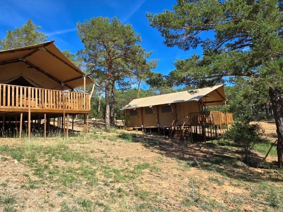 Tente en toile et en bois 5 personnes - Tente Lodge - 35 m² - 2 chambres 5