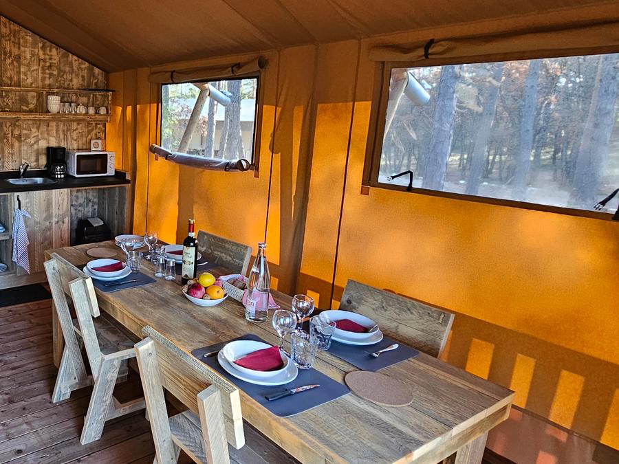 Tente en toile et en bois 4 personnes - Tente Lodge - 35 m² - 2 chambres - PMR 1