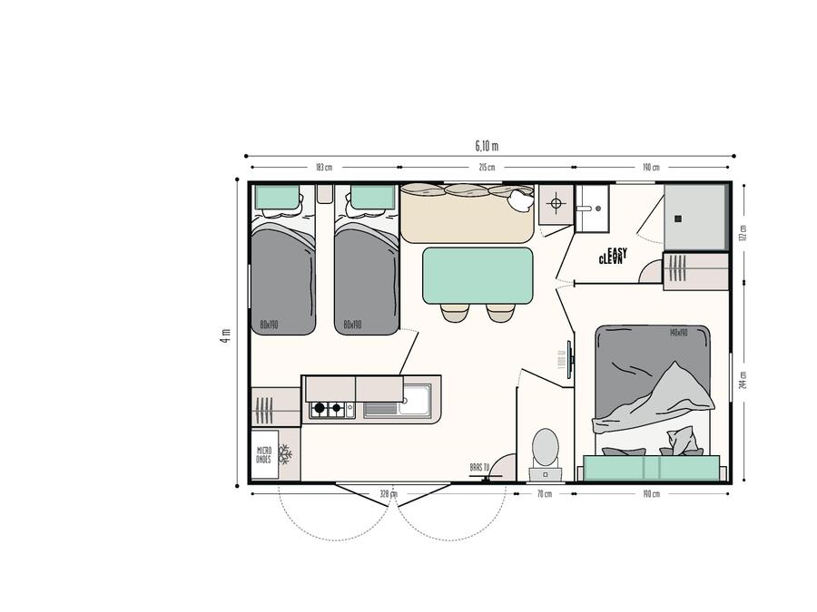 Mobilhome 4 personnes - NEPTUNE terrasse couverte 7