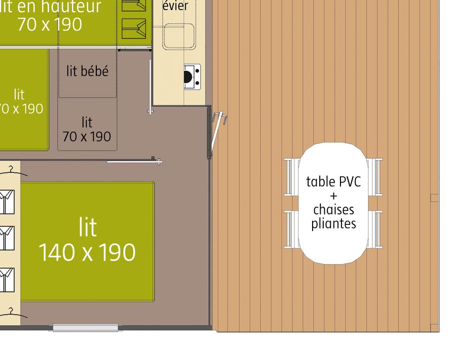 Bungalow toilé 4 personnes - Cabane ROBINSON 2 chambres (superficie 21m² - sans sanitaires) 3