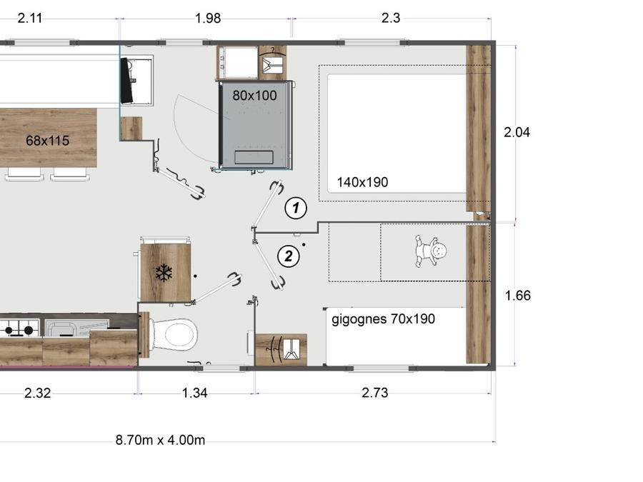 Mobilhome 4 personnes - Eden Duo - 2 chambres + TV 5