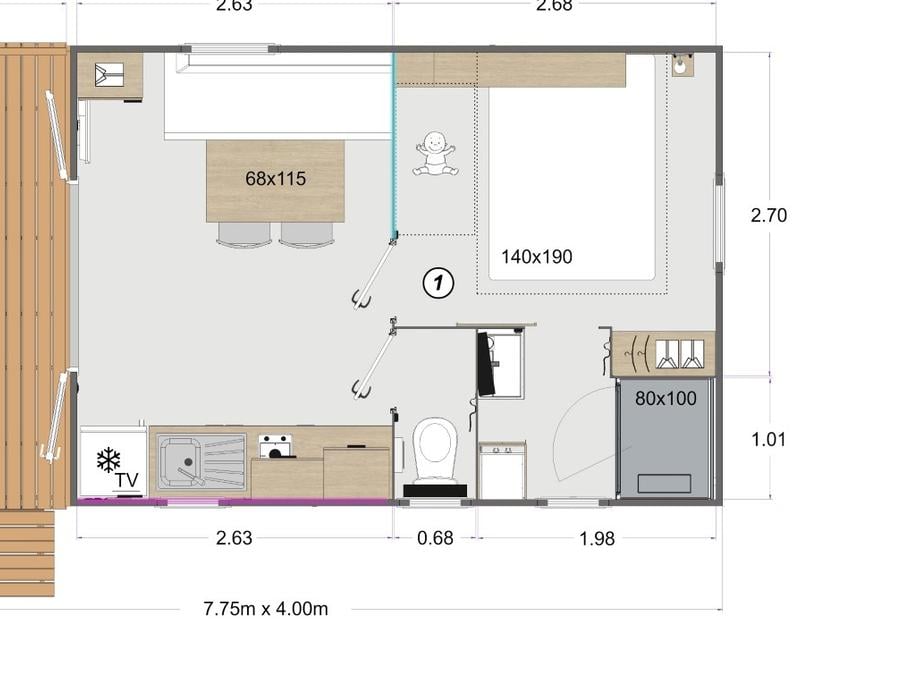 Mobilhome 4 personnes - Eden Solo - 1 chambre + TV 4