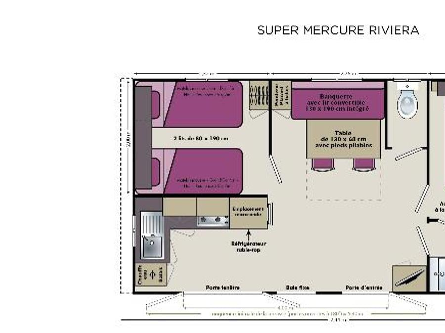 Mobilhome 4 personnes - 2 chambres Riviera 27,5m² + climatisation 4