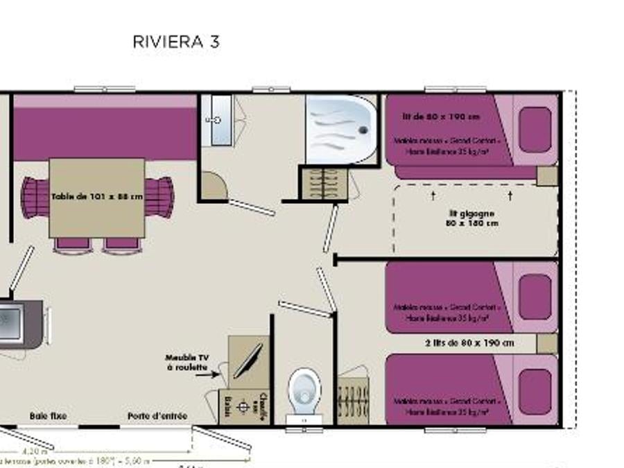 Mobilhome 6 personnes - 3 chambres Riviera climatisé 32m² 7