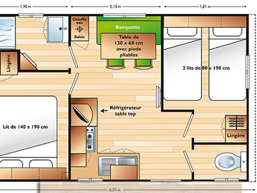 Mobilhome 4 personnes - Mobil home Super Vénus - 24m² - 2 chambres - 2 Adultes maxi. + 2 enfants - de 13 ans 4