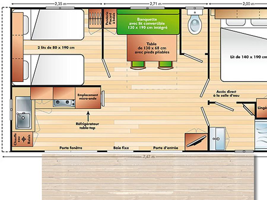 Mobilhome 5 personnes - Mobil home