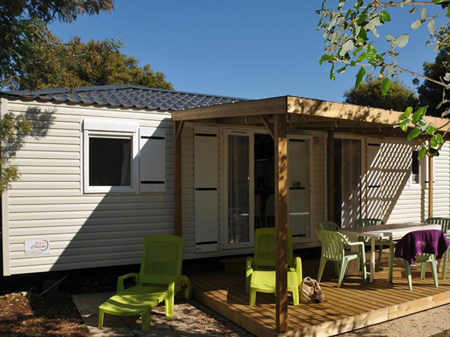 Mobilhome 6 personnes - Cottage Grand confort Florès 35m² - 3 chambres / Terrasse en bois couverte 7