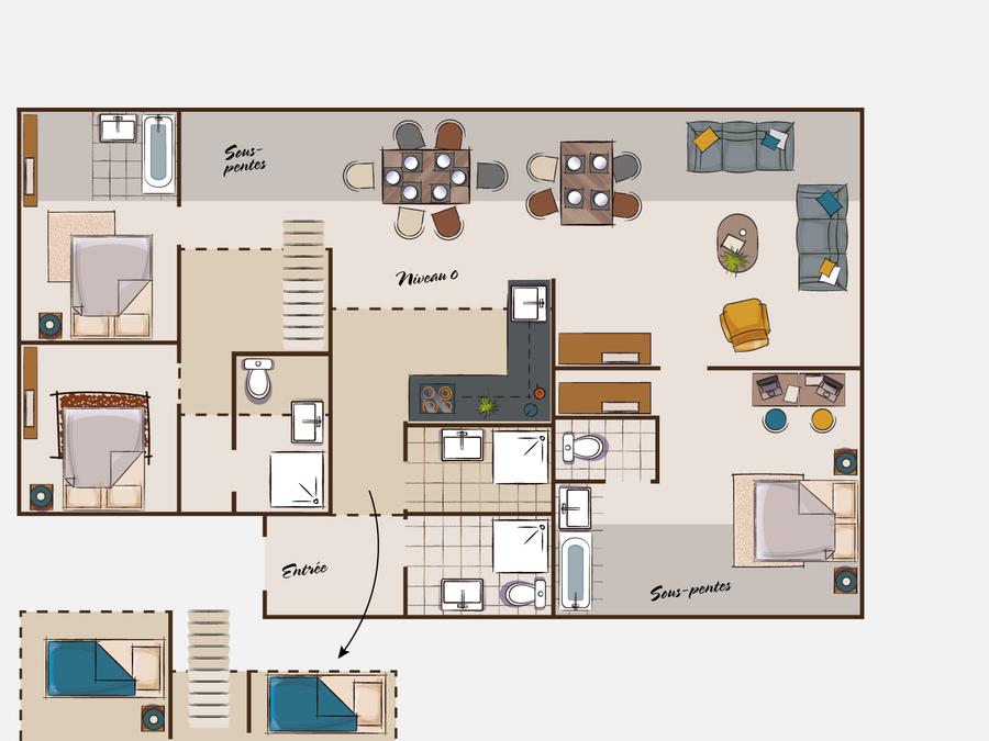Appartement 10 personnes - Appartement Maxi tribu 7