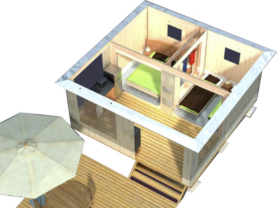 Tente 4 personnes - Tente équipée - 2 chambres 4