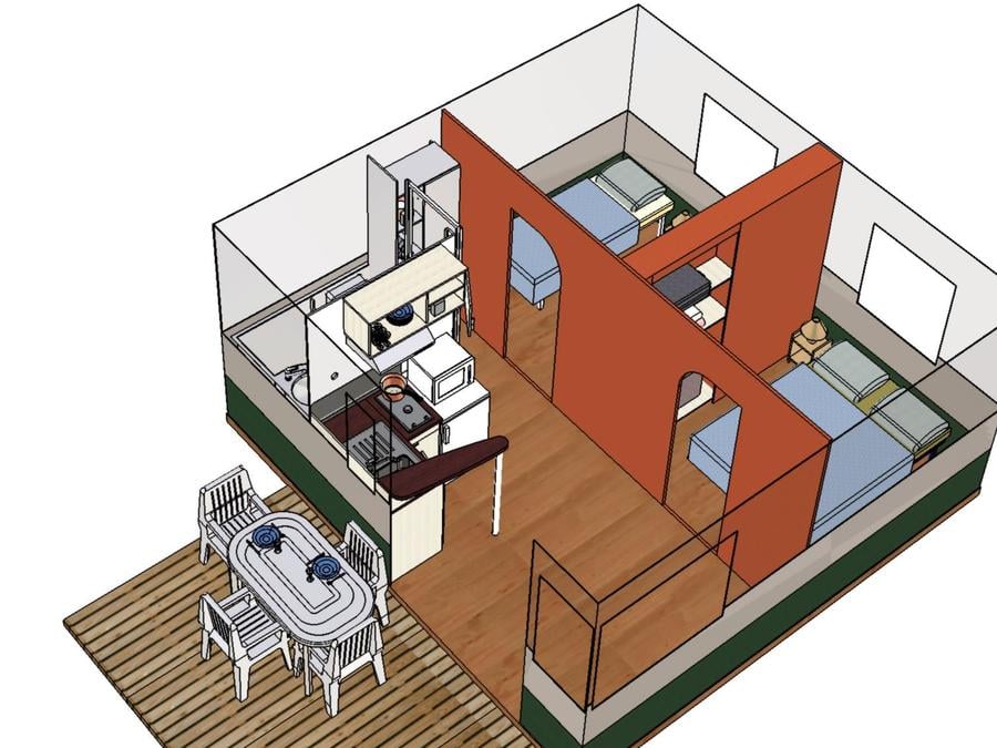 Tente 5 personnes - Kanada Confort avec cabine de douche et toilettes 7