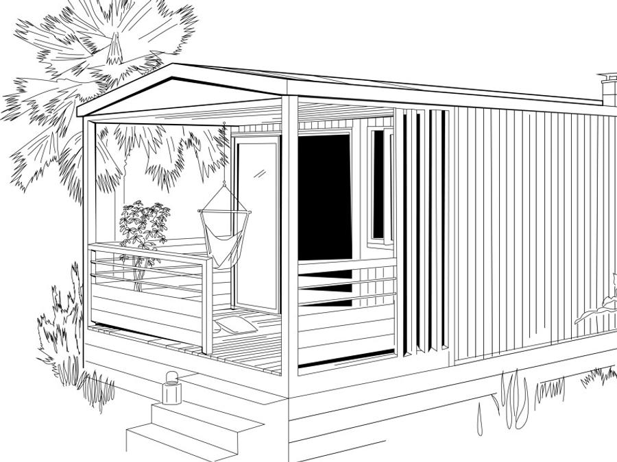 Mobilhome 4 personnes - LUXE XXL 2 chambres (1/4 pers - climatisation - TV - terrasse intégrée couverte + superficie 40m²) 6