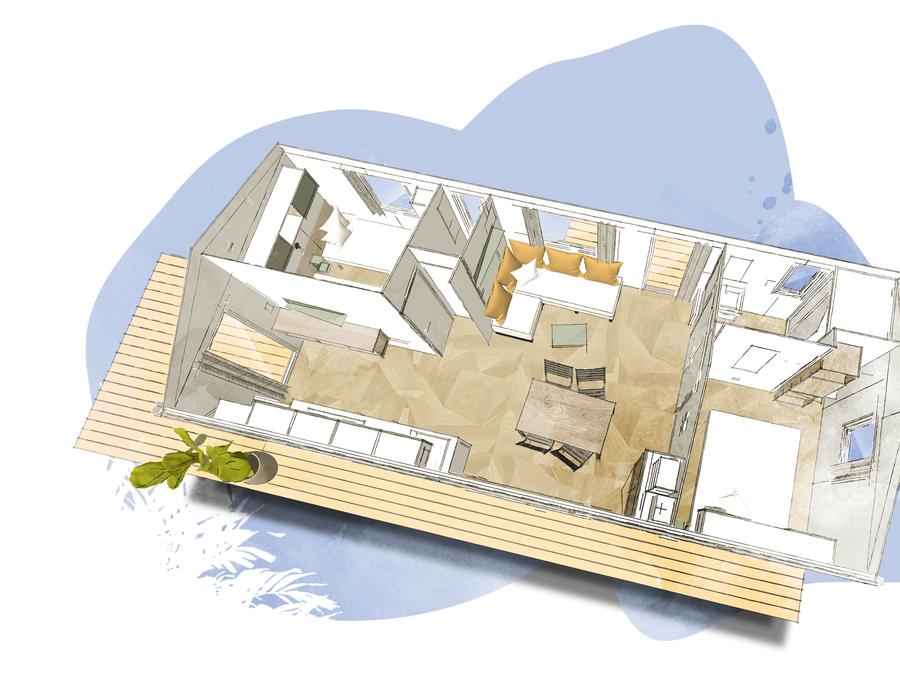 Mobilhome 6 personnes - Mobil-home RIDEAU BAHIA 87.2 33m² / 2 chambres - terrasse 4