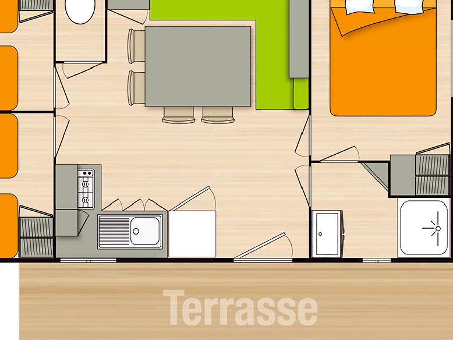 Mobilhome 8 personnes - Confort 4 Pièces 6/8 personnes Climatisé + TV 2