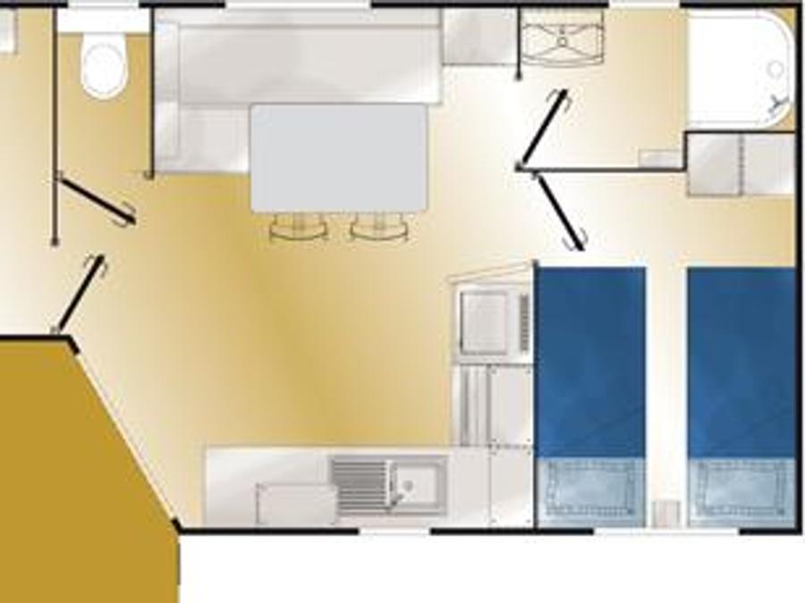 Mobilhome 5 personnes - Confort 2 chambres - Terrasse semi couverte 2