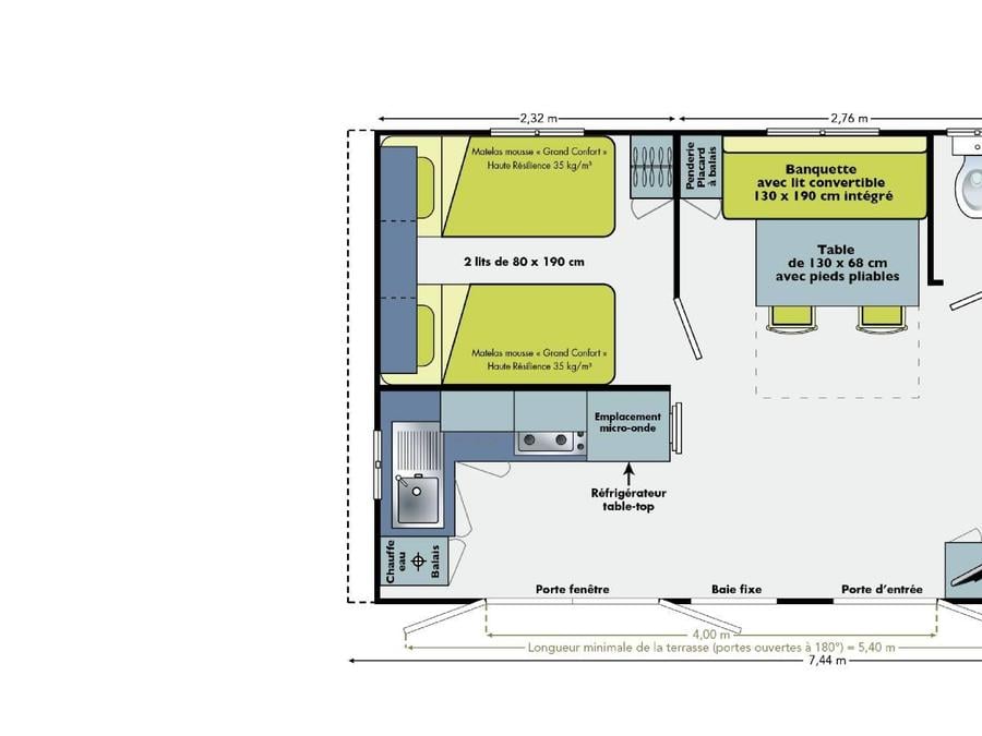 Mobilhome 4 personnes - Super Mercure 27.5m² - 2 chambres 6