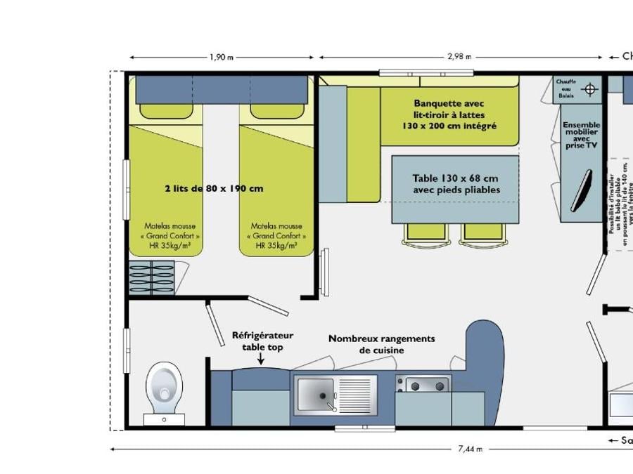Mobilhome 4 personnes - Super Mercure 27.5m² - 2 chambres 7