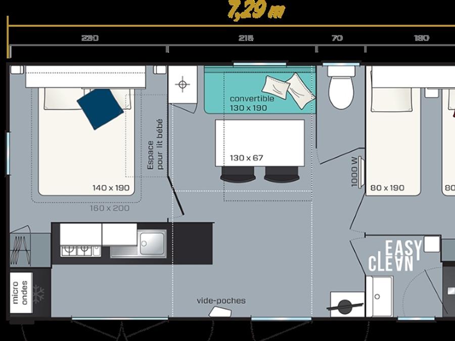 Mobilhome 4 personnes - 2 chambres - 26m2 - Super Mercure Riviera 5
