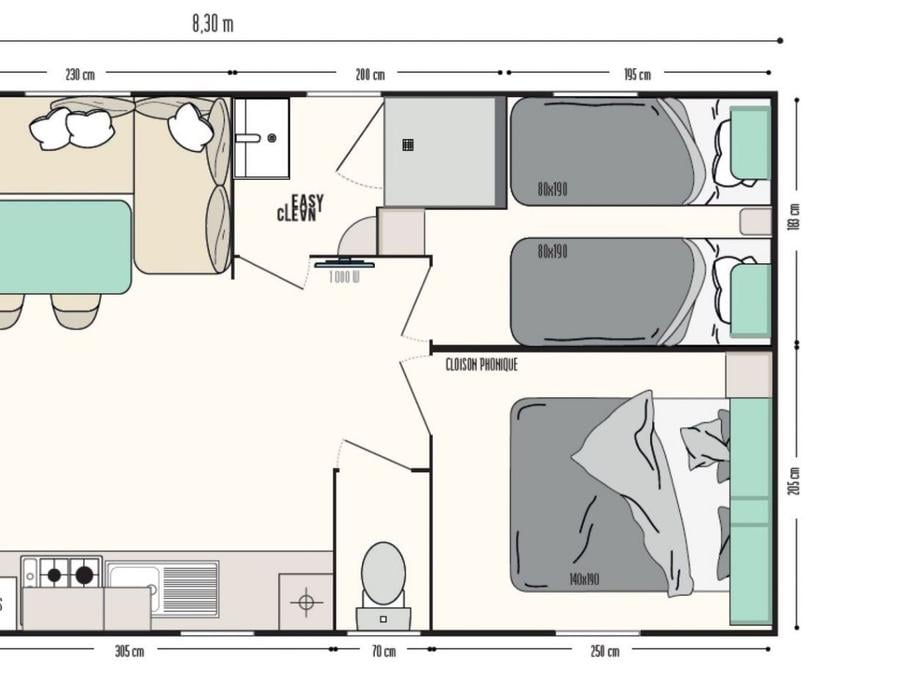 Mobilhome 4 personnes - 2 chambres - 25m2 - Loggia Bay 5