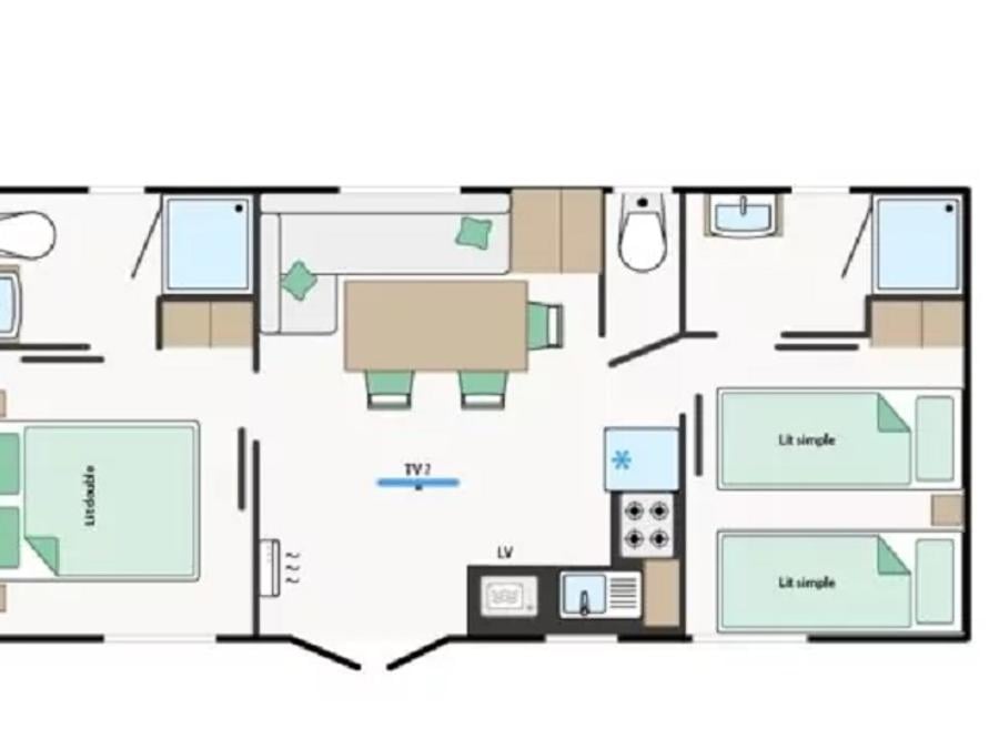 Mobilhome 4 personnes - Mobile-home PREMIUM HOBEREAU 4 personnes 7