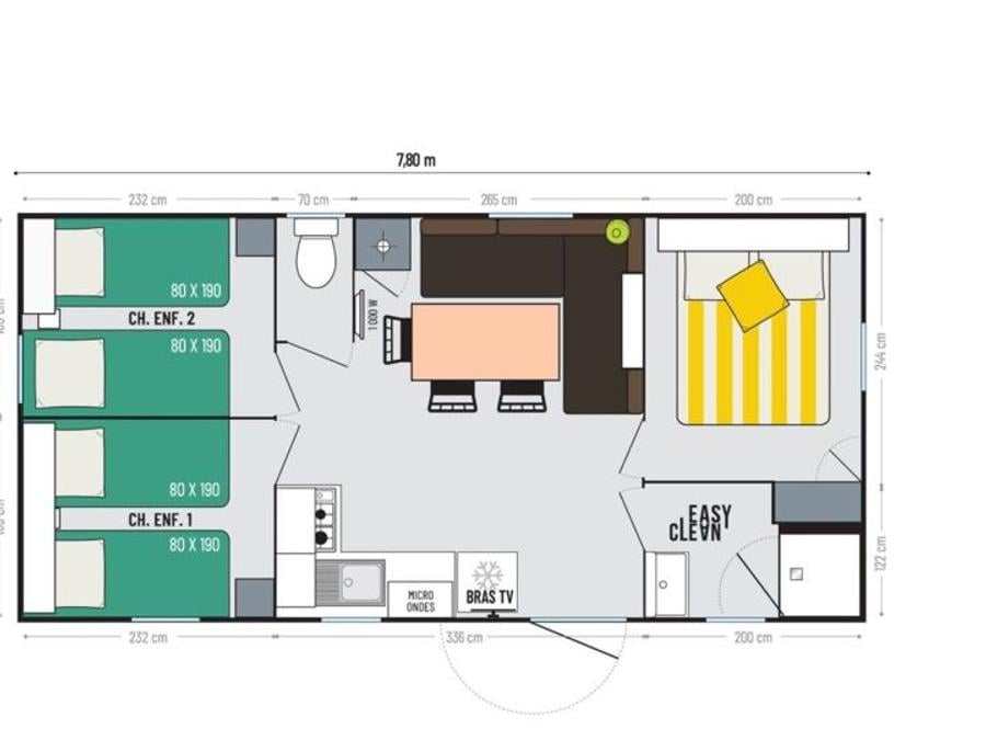 Mobilhome 6 personnes - Aqua 3 Chambres 6 Personnes Terrasse semi-couverte 5