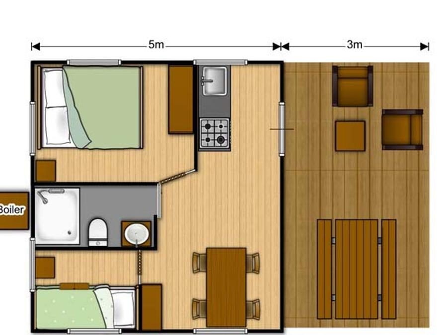 Tente en toile et en bois 4 personnes - Lodge 6
