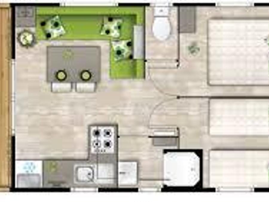 Mobilhome 6 personnes - Mobil-home Standard Eden 27m² 2 chambres + terrasse couverte 10m² - TV 4/6 pers 5