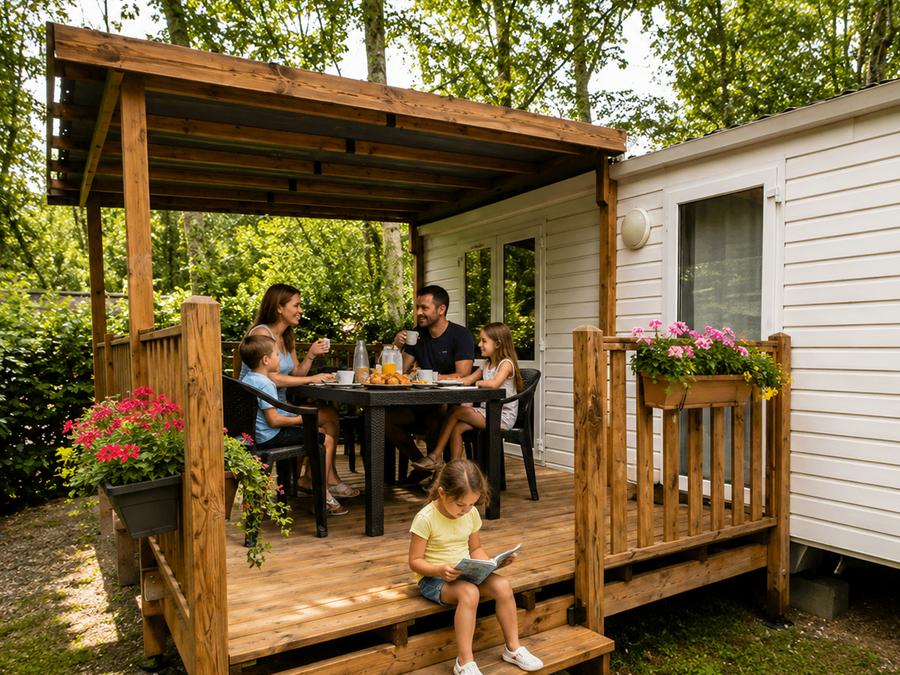 Mobilhome 6 personnes - Mobil-home Confort 28m² 2 chambres + terrasse couverte 13.5m² - TV 4/6 pers 6