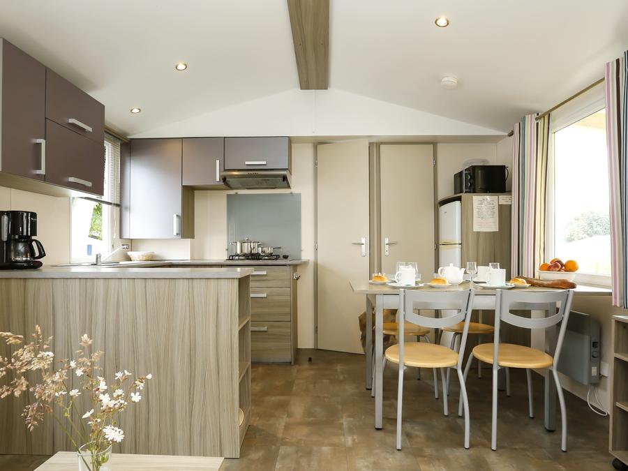 Mobilhome 5 personnes - Mobil-home Premium 28m² - 2 chambres - terrasse couverte - TV + draps + serviettes 5 pers. 1