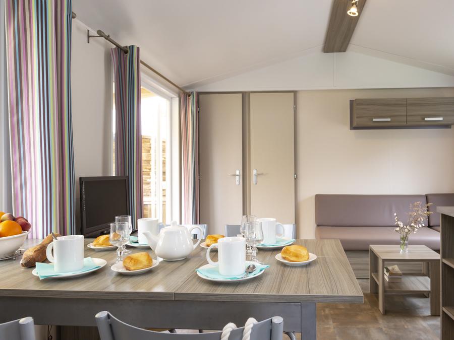 Mobilhome 6 personnes - Mobil-home Premium 40m² - 3 chambres - terrasse couverte - TV + draps + serviettes 6 pers. 2