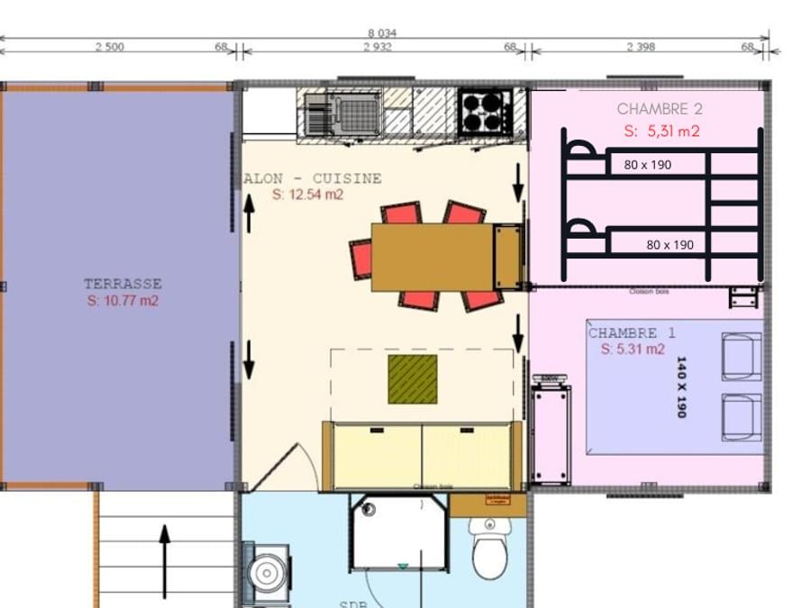 Tente en toile et en bois 4 personnes - Cosyflower Premium 38 m² - 2 chambres - TV + Draps + Serviettes 4 pers. 6