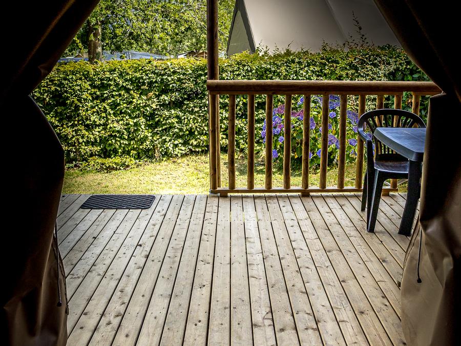 Tente 4 personnes - Tente Lodge JUNGLE 26m² 2 chambres + terrasse 10