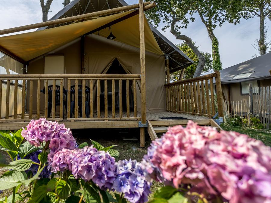 Tente 4 personnes - Tente Lodge JUNGLE 26m² 2 chambres + terrasse 8