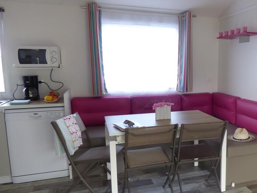 Mobilhome 8 personnes - Mobilhome FAMILY Premium 36m² - 4 chambres / terrasse couverte + TV + LV + Draps 8 pers 3