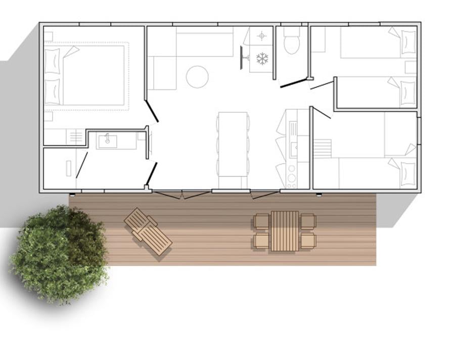 Mobilhome 6 personnes - Mobil-home HORIZON Premium 33m² 3 chambres Terrasse couverte 3