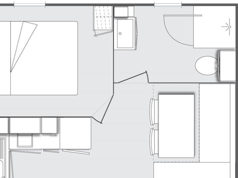 Mobilhome 2 personnes - Mobilhome OUESSANT Confort 18m² - 1 chambre / terrasse couverte + TV 2 pers 8