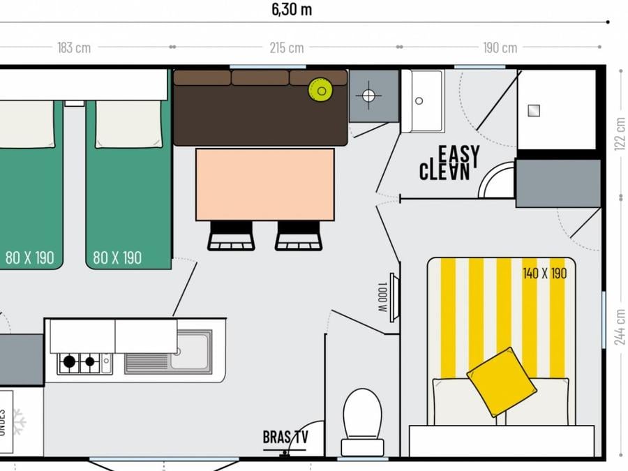 Mobilhome 4 personnes - Wilson - Dimanche/Dimanche 5