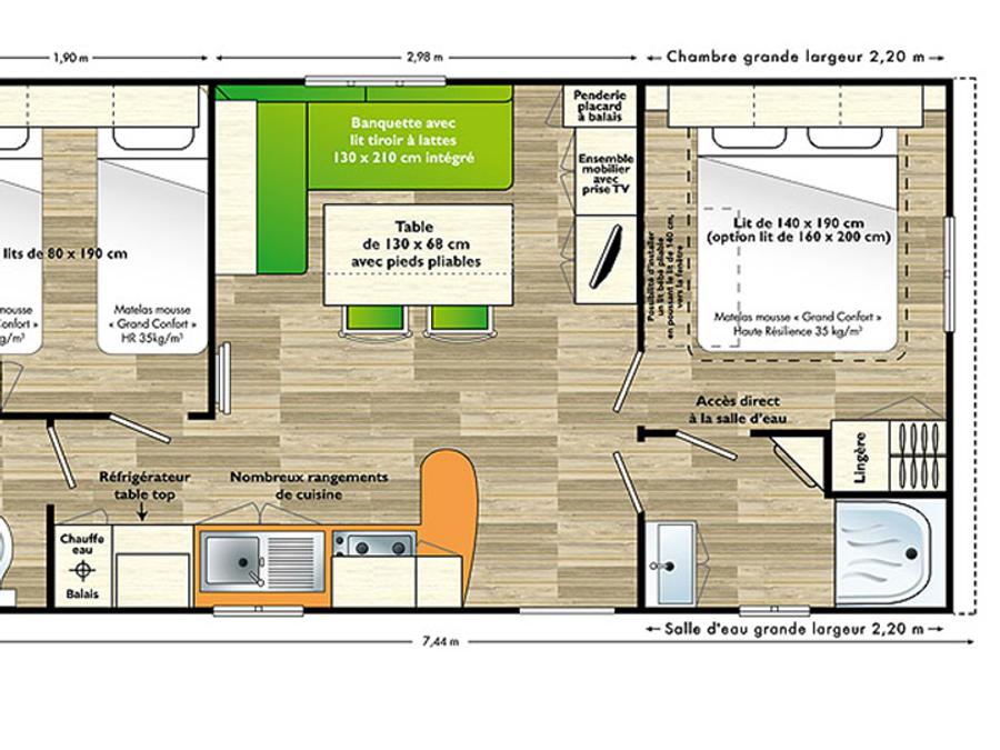Mobilhome 4 personnes - MERCURE - 30m² - 2 chambres 7