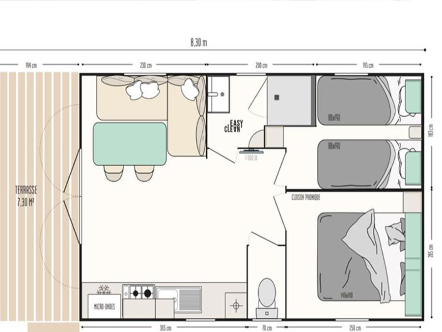 Mobilhome 4 personnes - ROMARIN - 28m² - 2 chambres 4