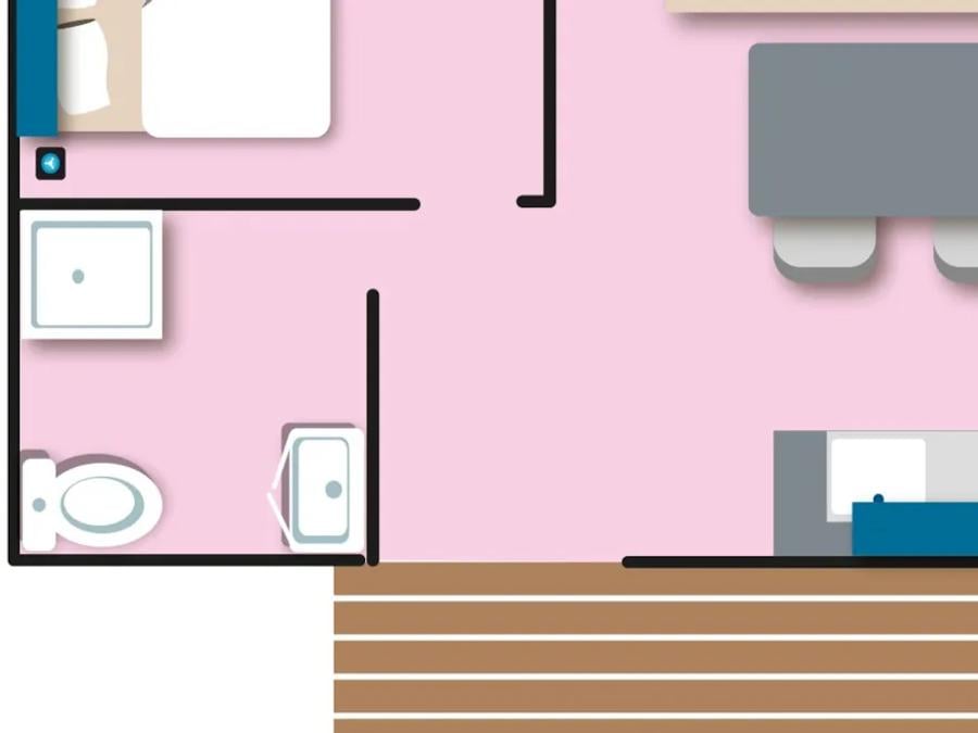 Mobilhome 3 personnes - Cottage Duo - 1 chambre : 21m² - Terrasse non couverte 11m² 2/3 pers. 3
