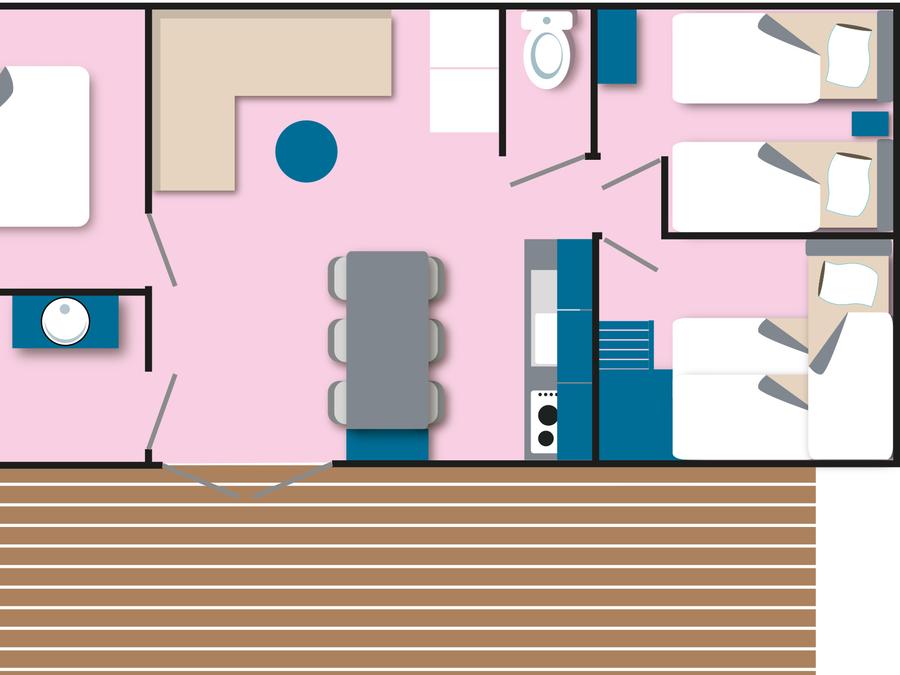 Mobilhome 7 personnes - Cottage Family Premium - 3 chambres : 4