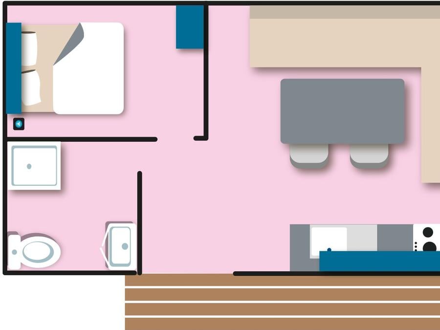 Mobilhome 3 personnes - Cottage Duo - 1 chambre : 21m² - Terrasse non couverte 11m² 2/3 pers. 4