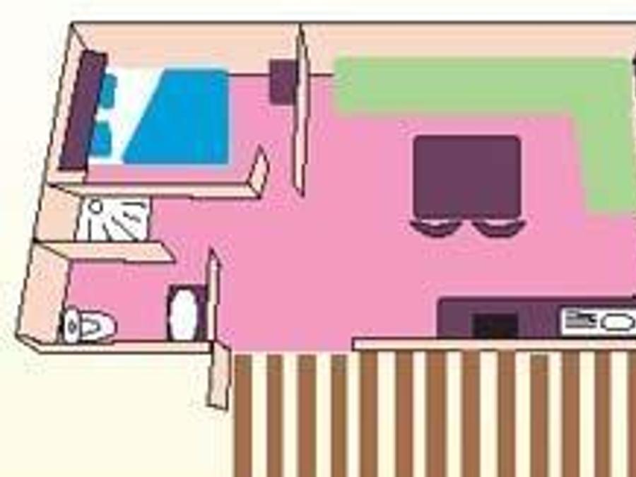 Mobilhome 3 personnes - Cottage Duo - 1 chambre : 21 m² + terrasse 11 m² 1
