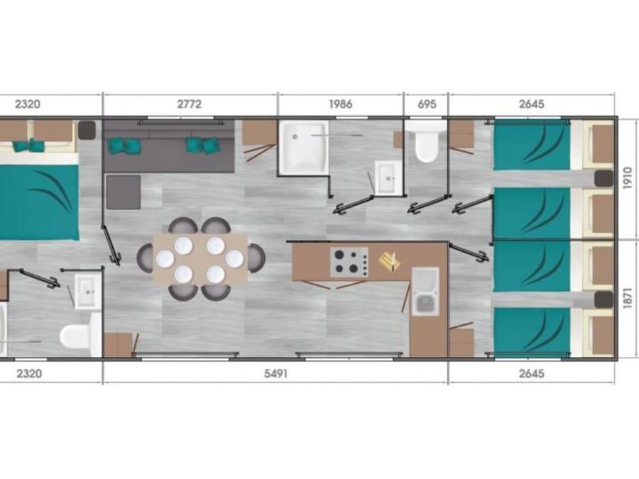 Mobilhome 6 personnes - Baltique -3 chambres - 2 salles d'eau 7