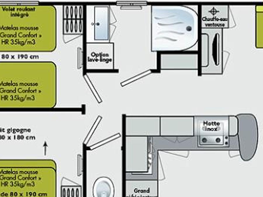 Mobilhome 6 personnes - 3 chambres 6 couchages 2 salles de bain - 40 m² 9